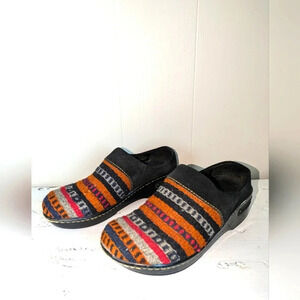 Born Multicolor Clog size 7 Aztec Fall Leather Wool Stripes Black Orange‎